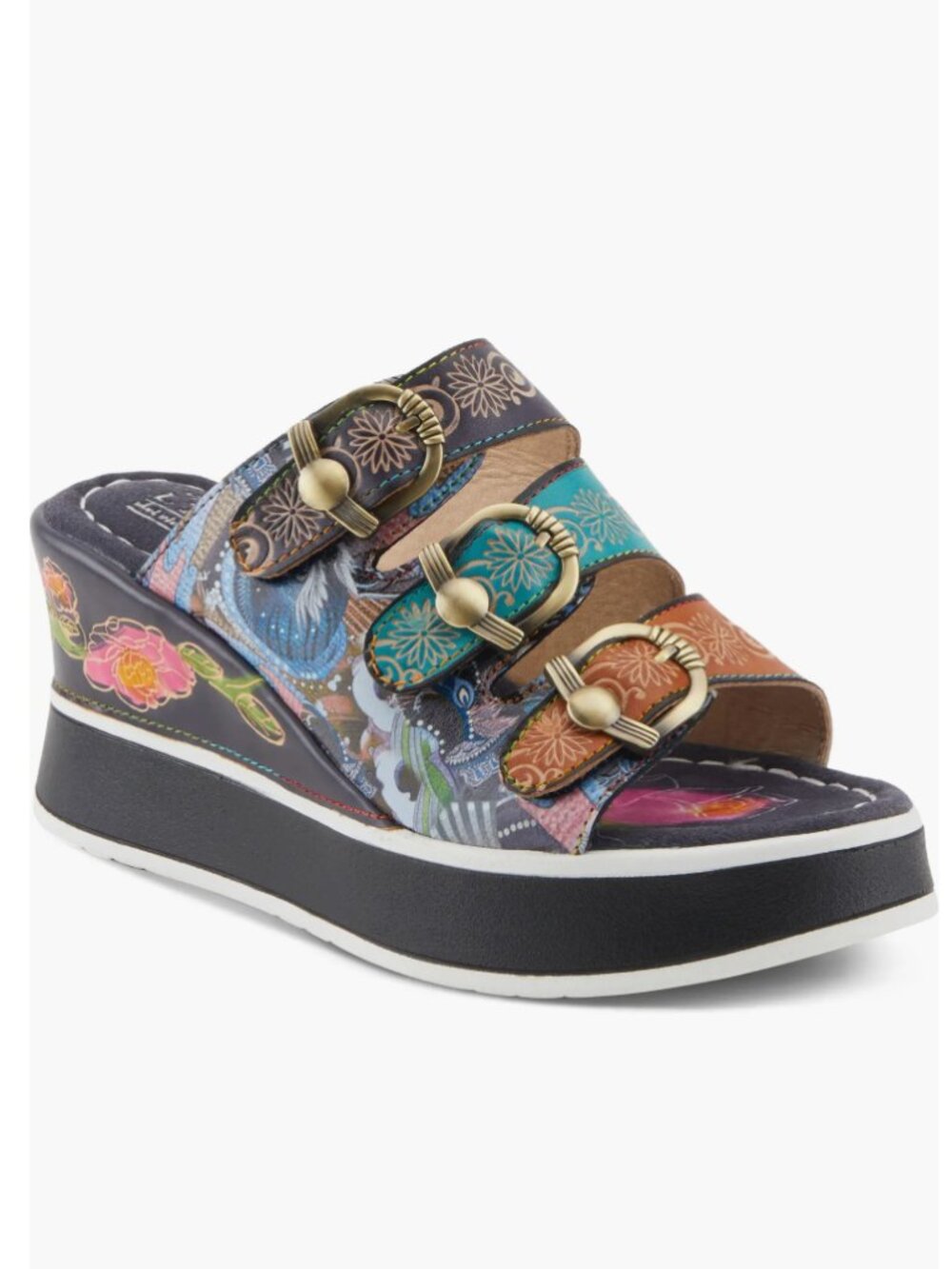 L'Artiste by Spring Step Blue Caligal Platform Wedge Sandal Women's Size 6.5 - 7